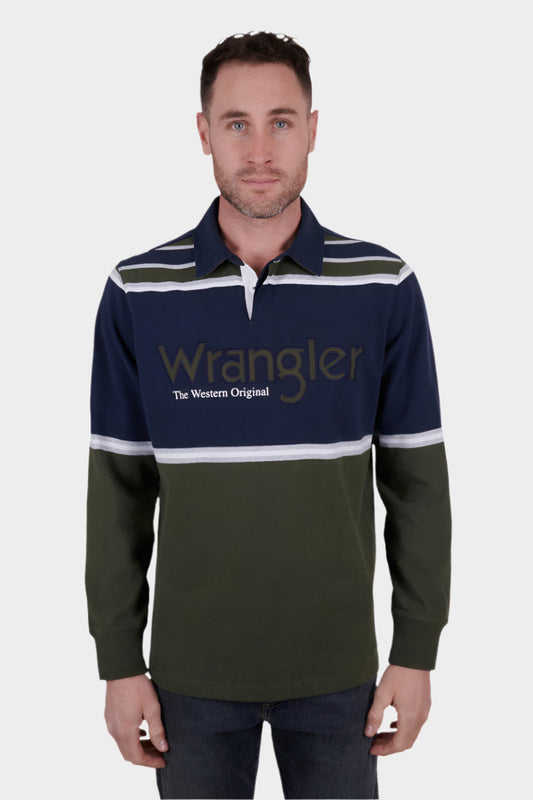 WRANGLER MENS RICHARD RUGBY (CYPRESS/NAVY)-CLEARANCE