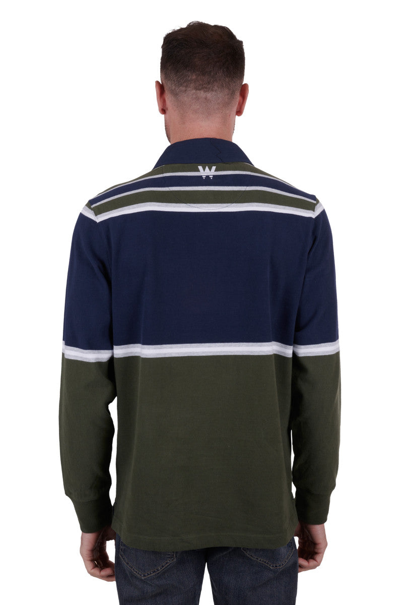 WRANGLER MENS RICHARD RUGBY (CYPRESS/NAVY)-CLEARANCE
