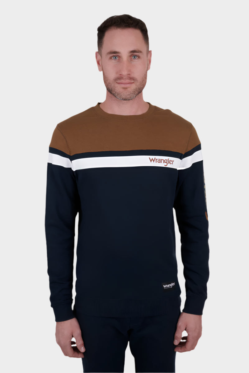 WRANGLER MENS MARTIN CREW (NAVY/DARK TAN)