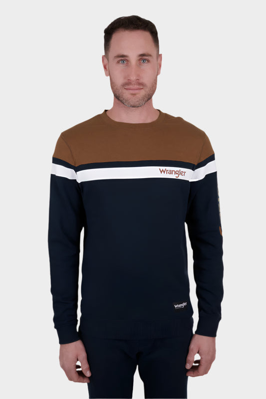 WRANGLER MENS MARTIN CREW (NAVY/DARK TAN)