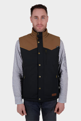 WRANGLER MENS SPENCER VEST (BLACK/TAN)