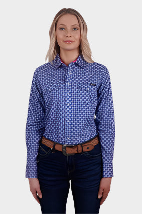 WRANGLER WOMENS KARLA L/S WESTERN SHIRT (BLUE)