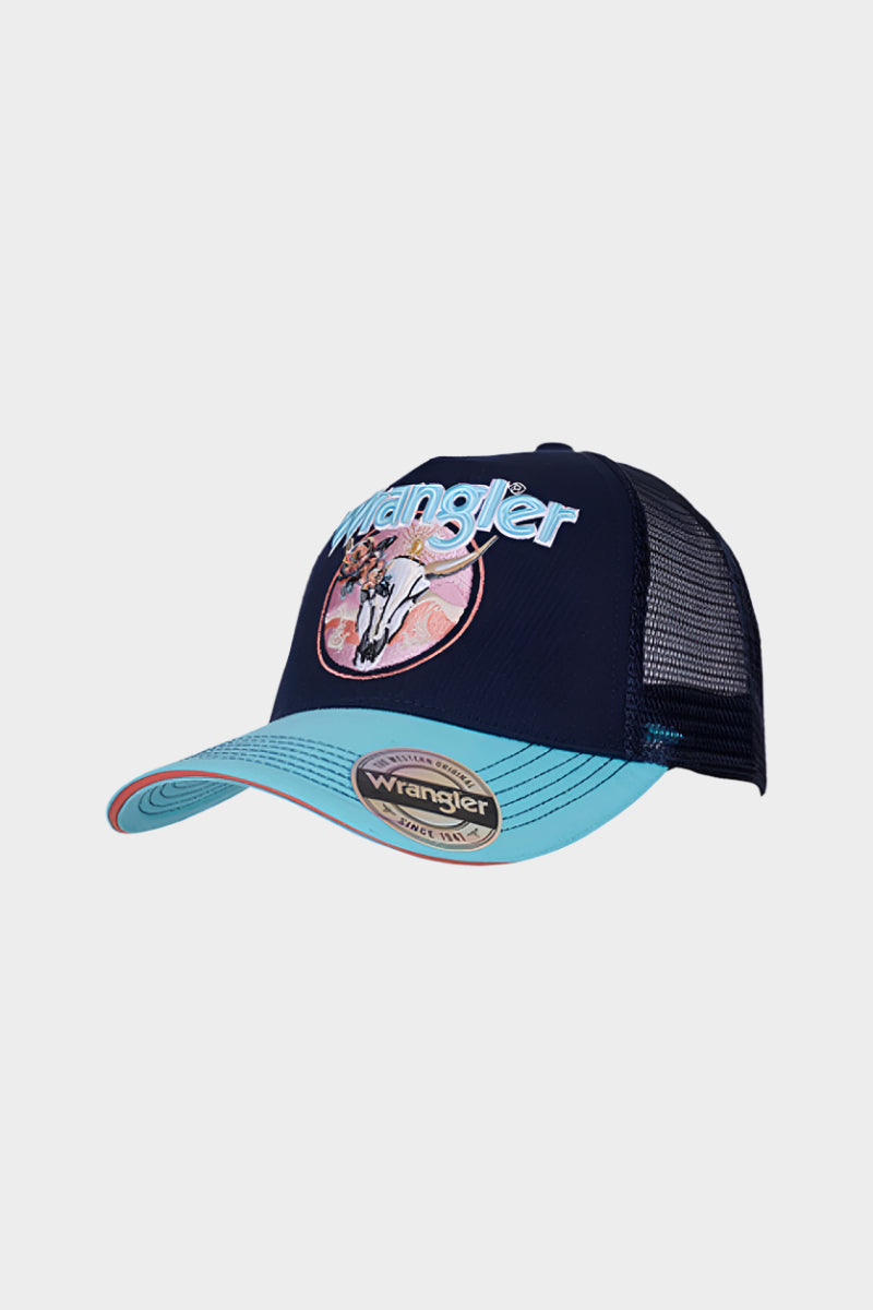 Wrangler Womens Chelsea Trucker Cap (Navy/Aqua)