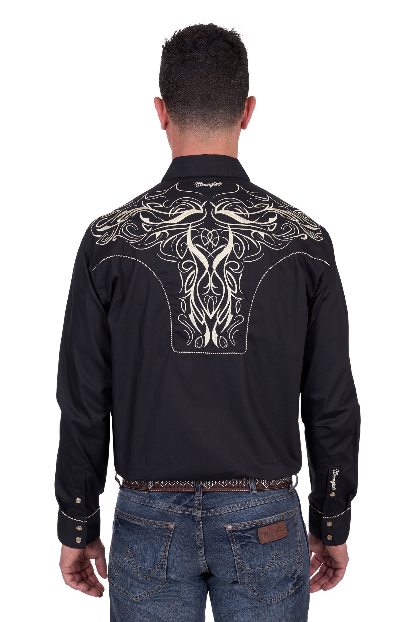 Wrangler Men's CARLOS EMB LS Shirt - Black