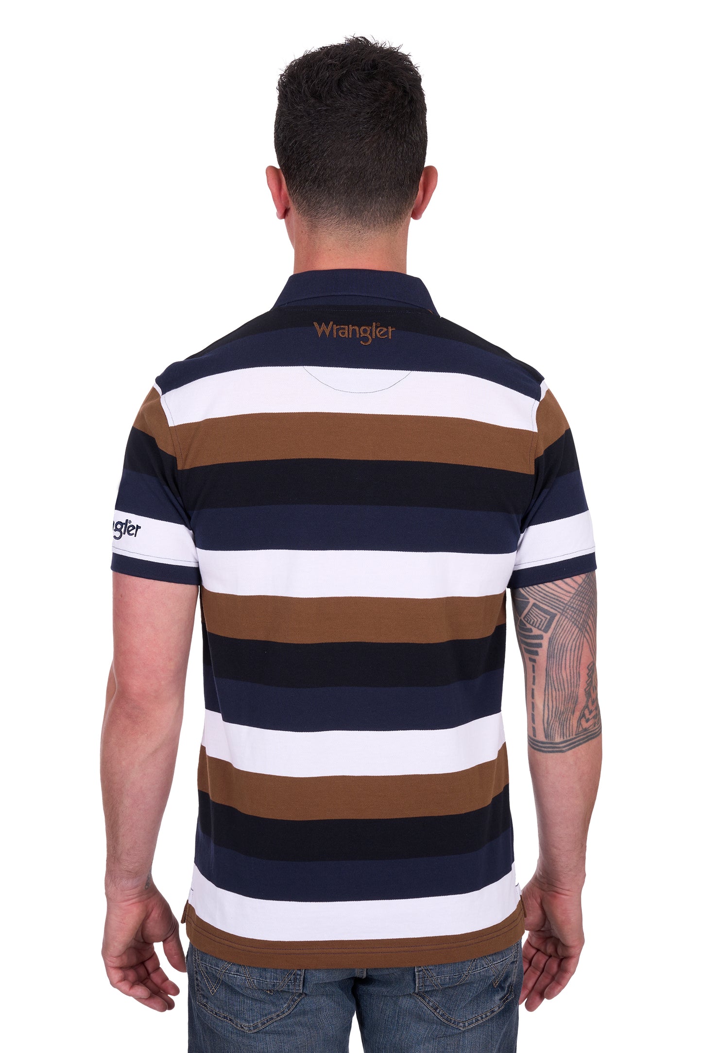 Wrangler Men's WALTER 1PKT SS Polo - Navy/Tan
