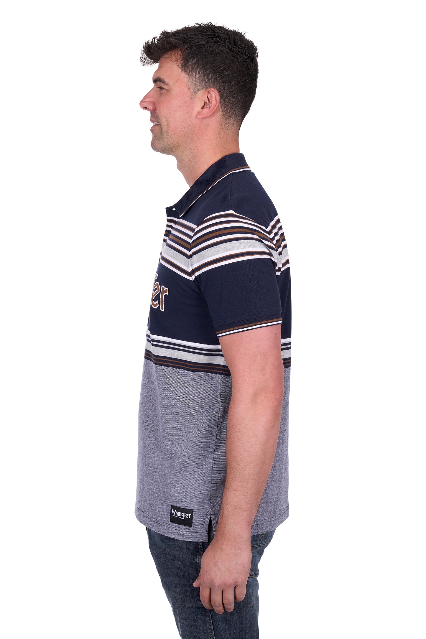Wrangler Men's VICTOR SS Polo - Navy/Tan