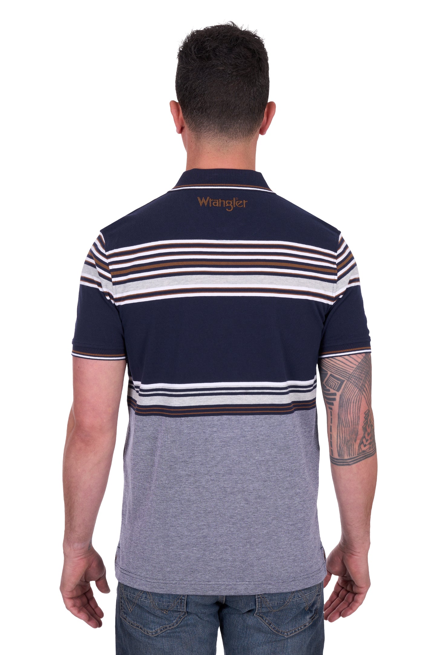 Wrangler Men's VICTOR SS Polo - Navy/Tan
