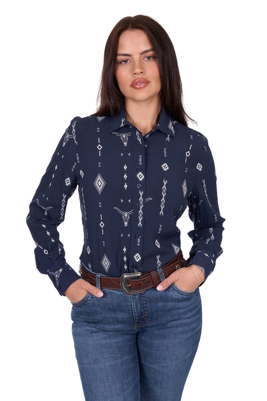 Wrangler Women's Austin Ls Shirt - Navy