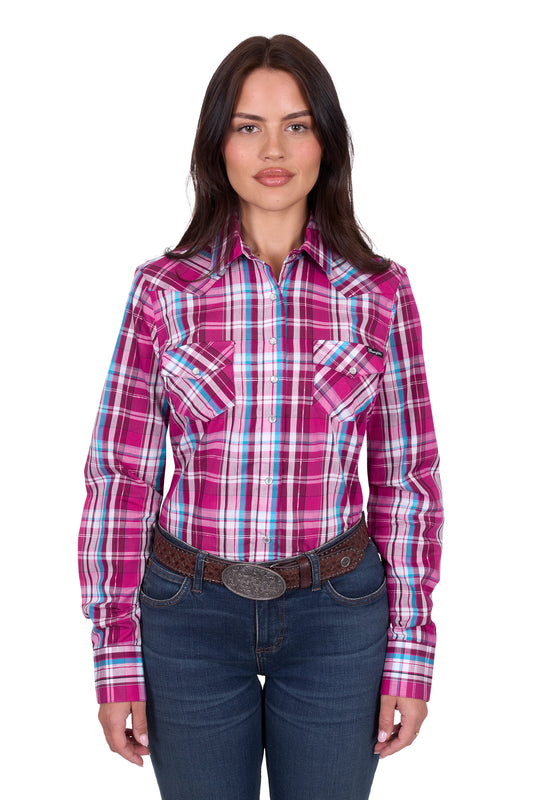 Wrangler Women's MOLLY CHECK LS Shirt - Pink