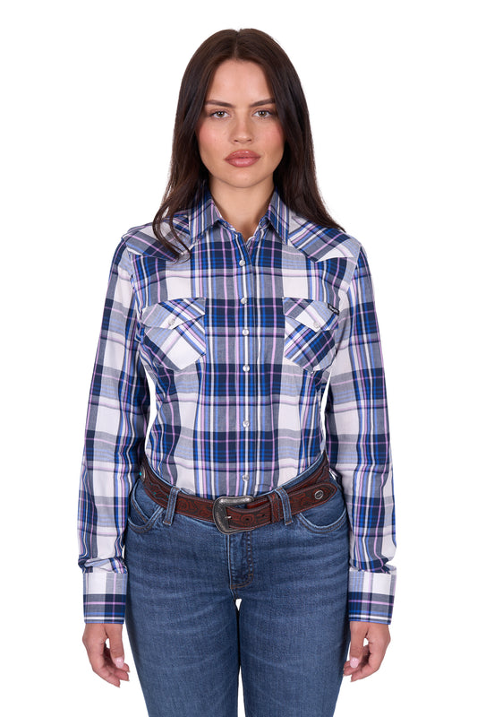 Wrangler Women's PEYTON CHECK LS Shirt - Navy