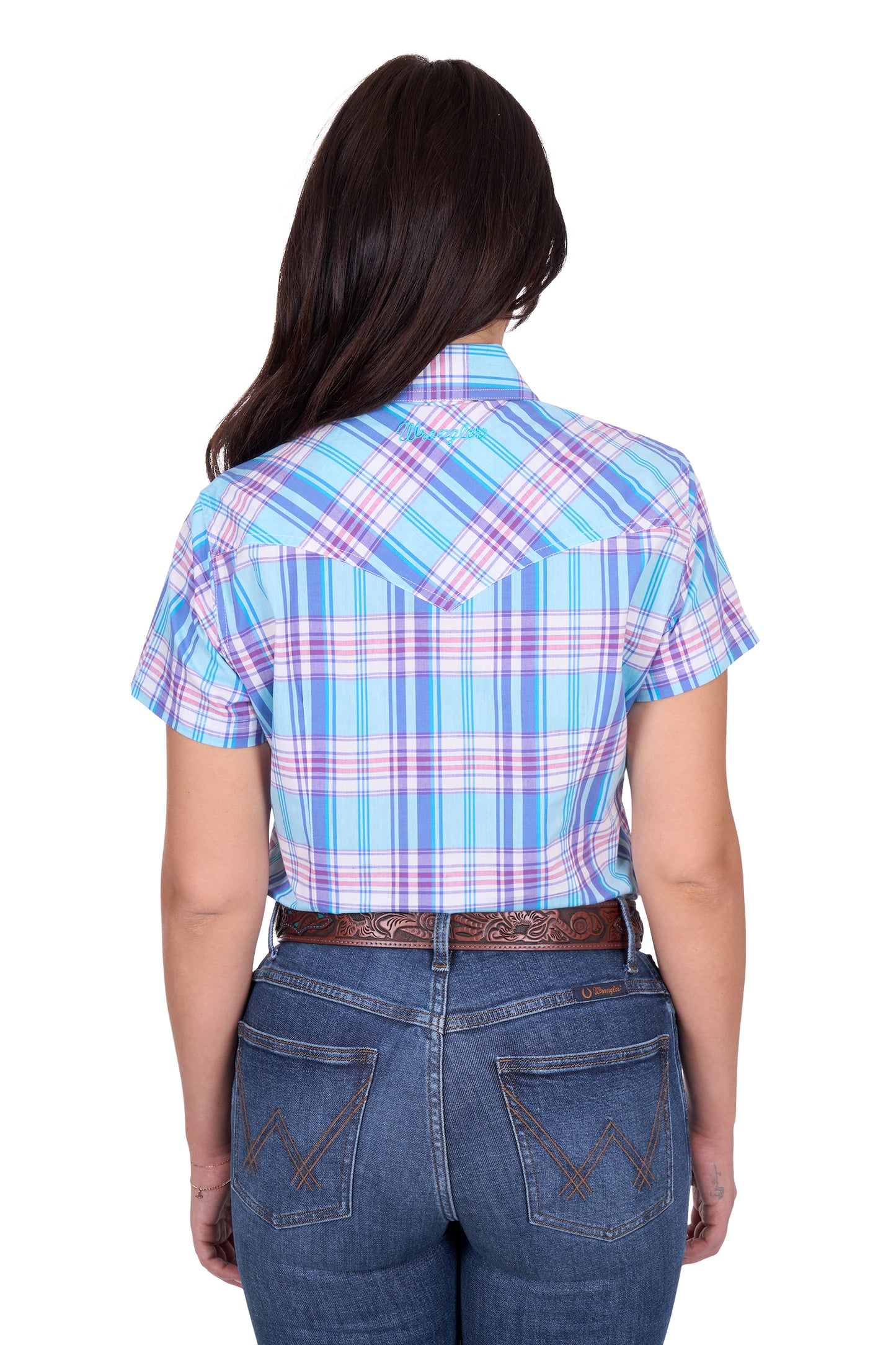 Wrangler Women's EMILY CHECK SS Shirt - Blue