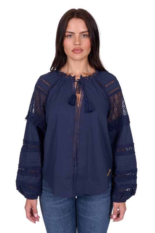 Wrangler Women's TAMARA LS Blouse - Navy