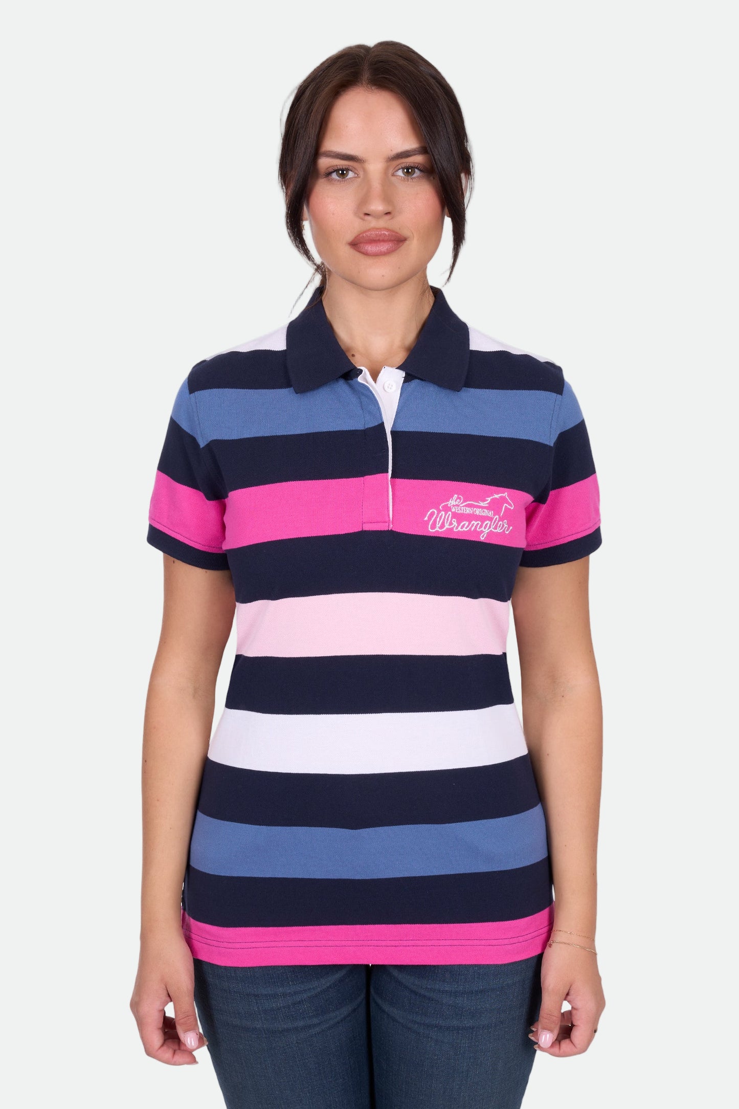 Wrangler Women's WHITNEY SS Polo - Navy/Pink