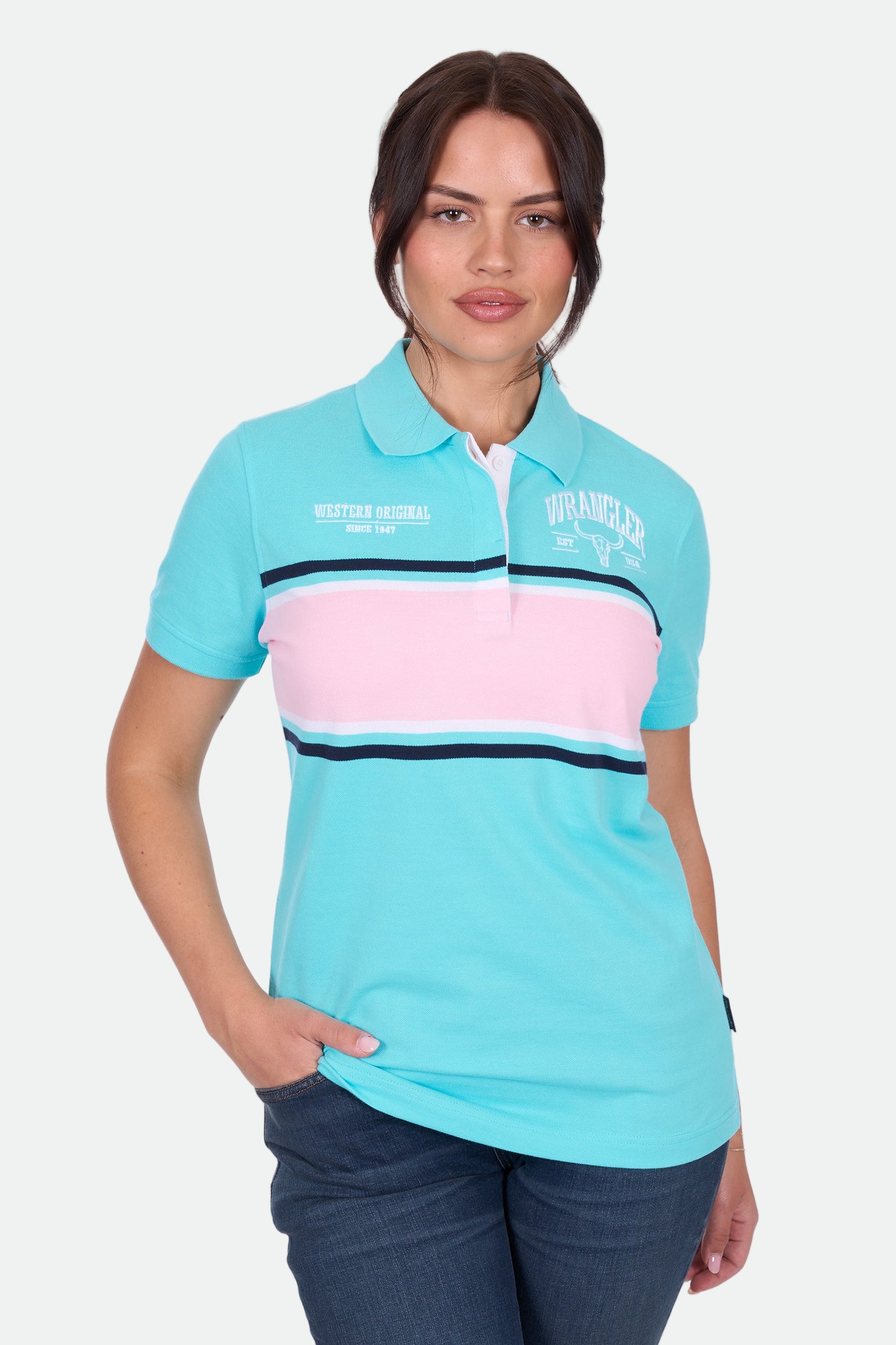 Wrangler Women's LYNDEL SS Polo - Aqua
