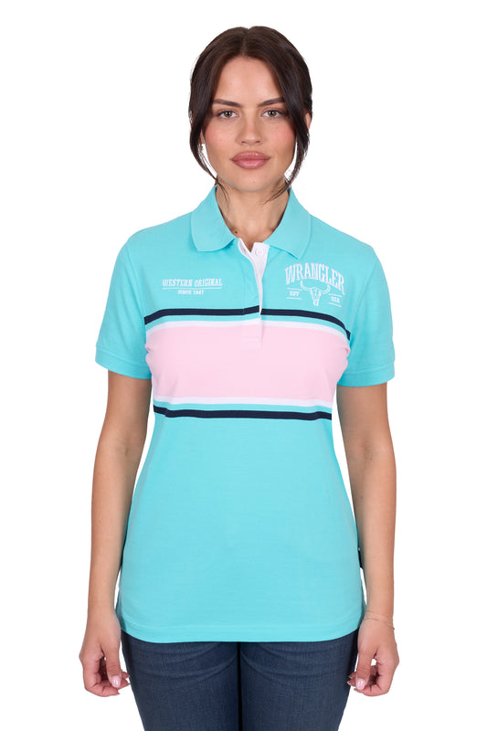 Wrangler Women's LYNDEL SS Polo - Aqua