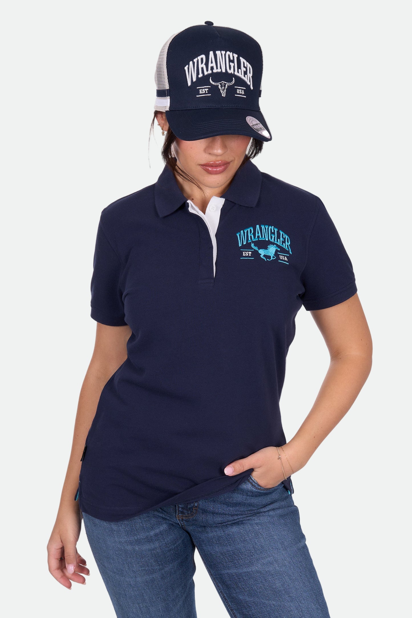 Wrangler Women's ELIZA SS Polo - Navy