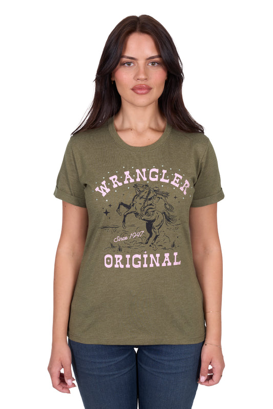 Wrangler Women's JENNY SS Tee - Khaki Marle
