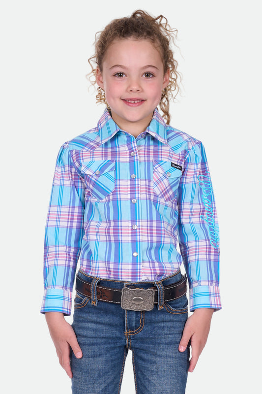 Wrangler Girl's EMILY CHECK LS Shirt - Blue