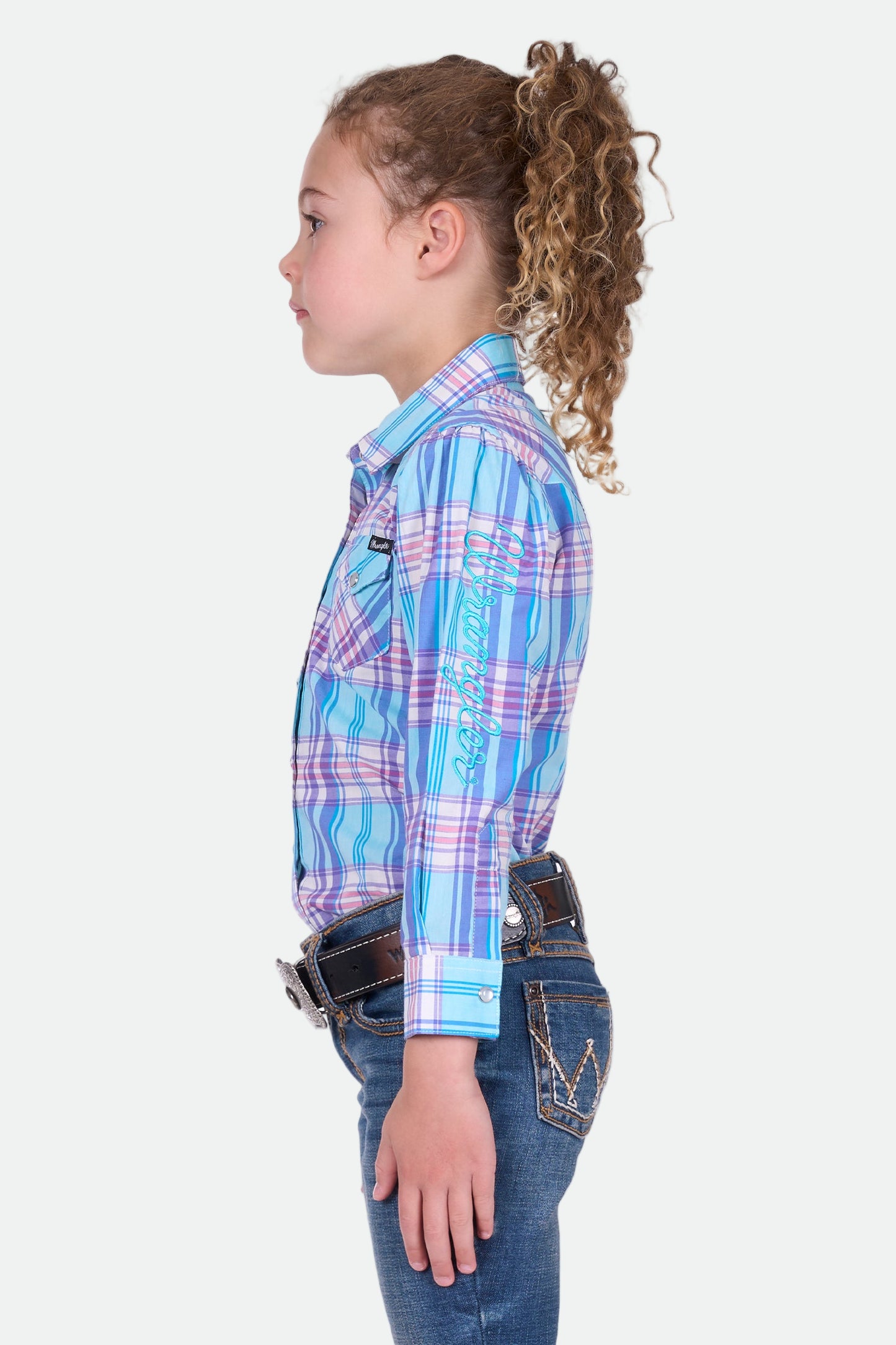Wrangler Girl's EMILY CHECK LS Shirt - Blue