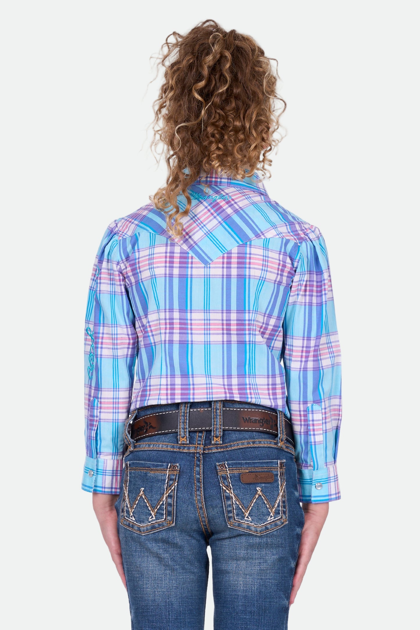 Wrangler Girl's EMILY CHECK LS Shirt - Blue