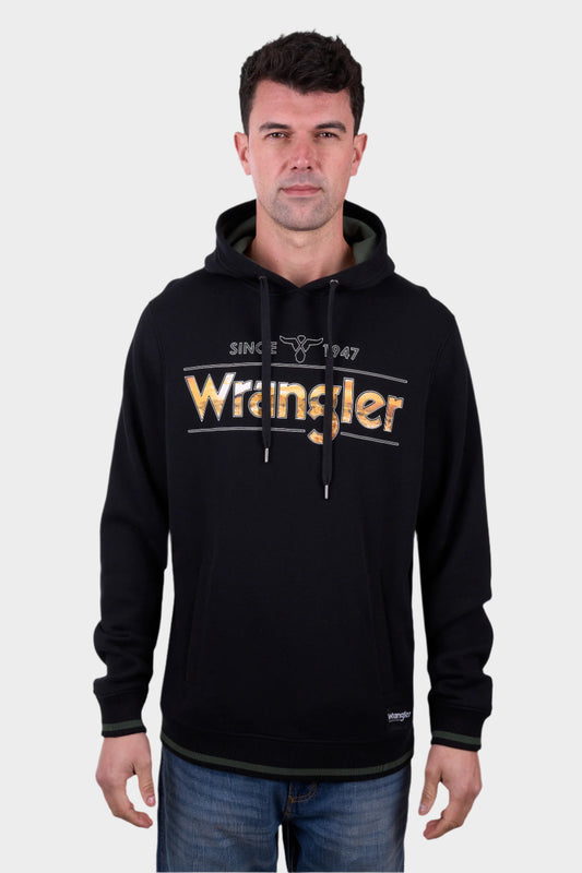 Wrangler MENS LEON HOODIE - BLACK