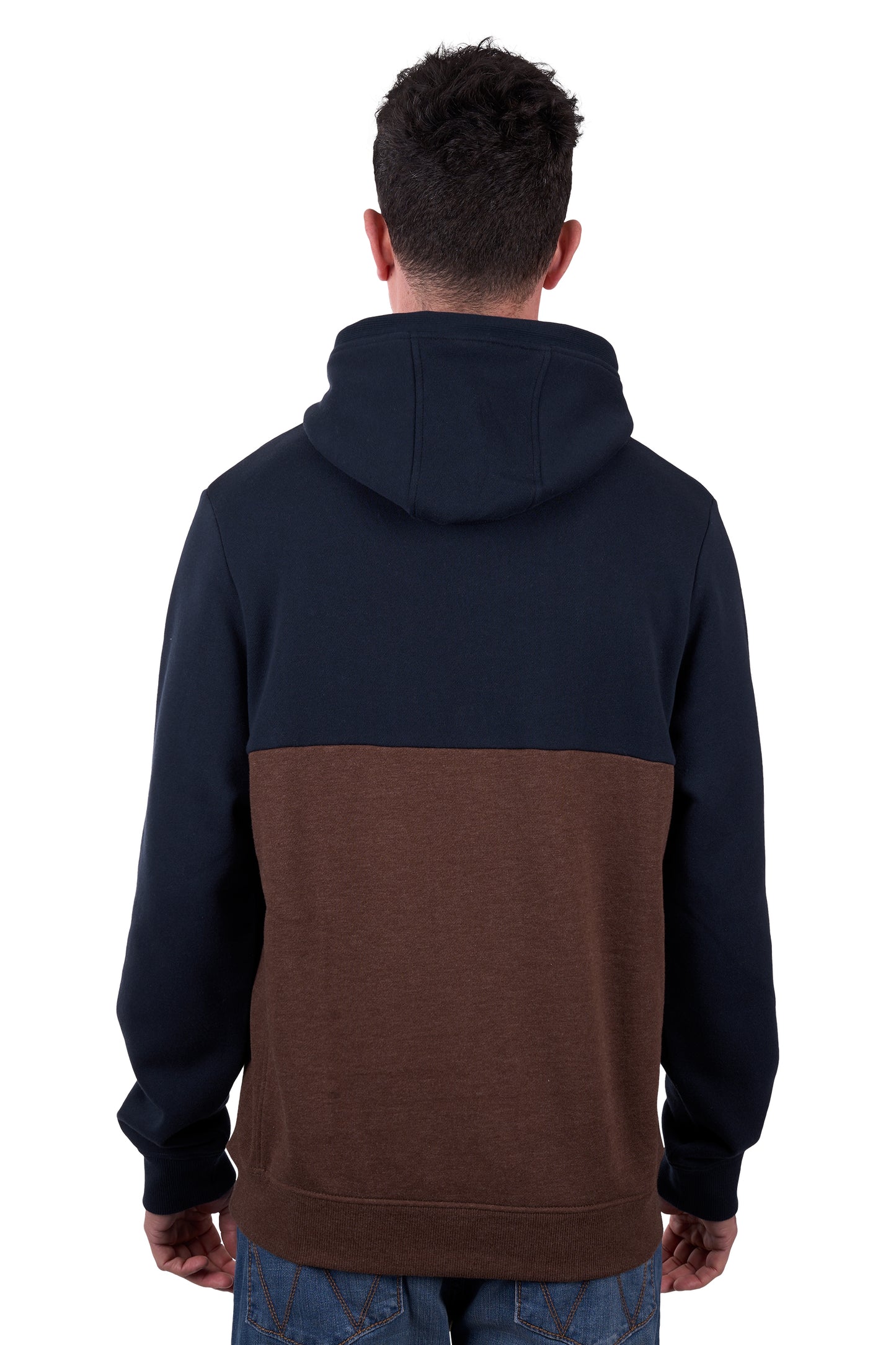 Wrangler MENS PAUL HOODIE - NAVY/DARK TAN