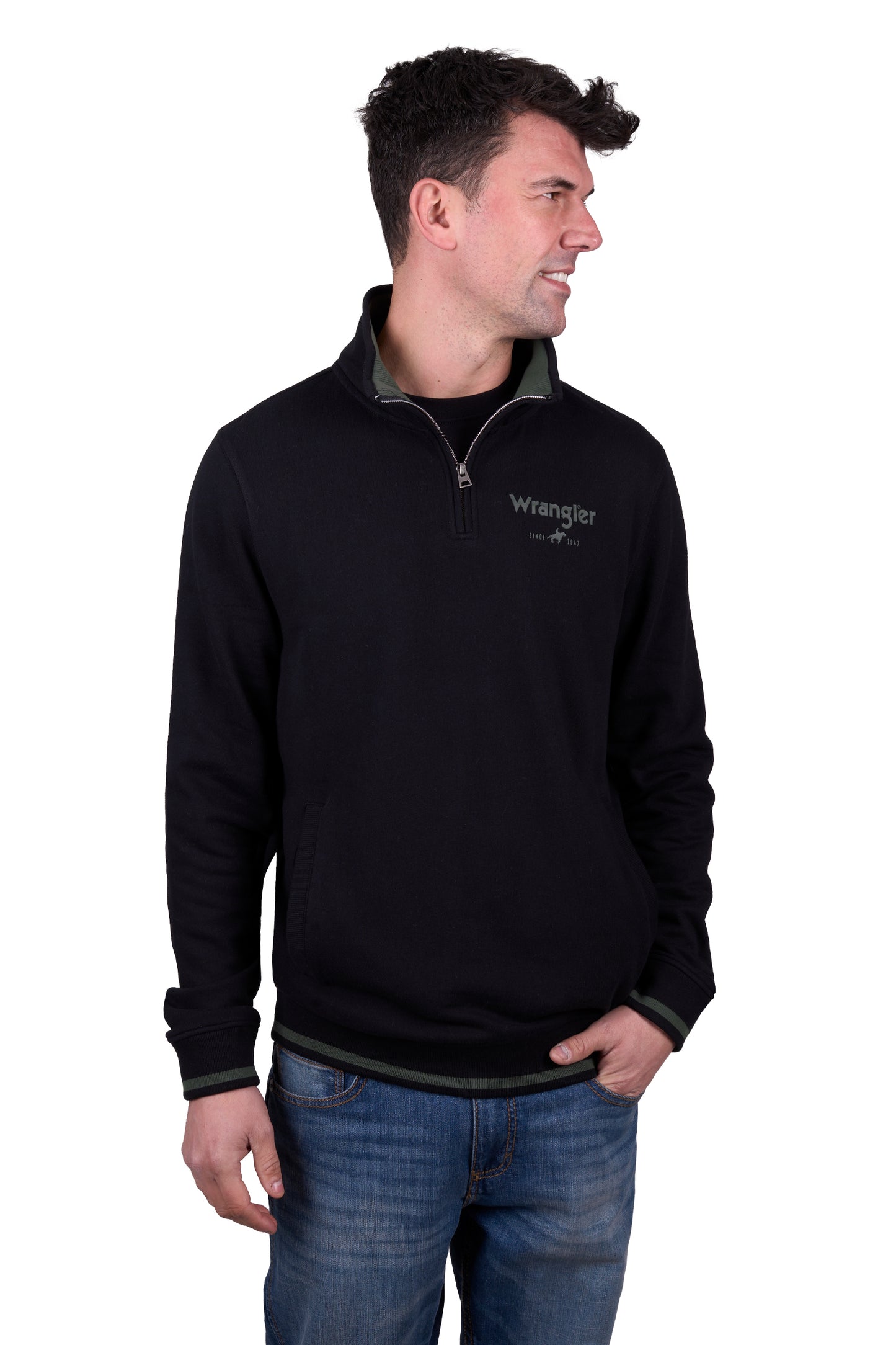 Wrangler MENS ALEX 1/4 ZIP PULLOVER - BLACK