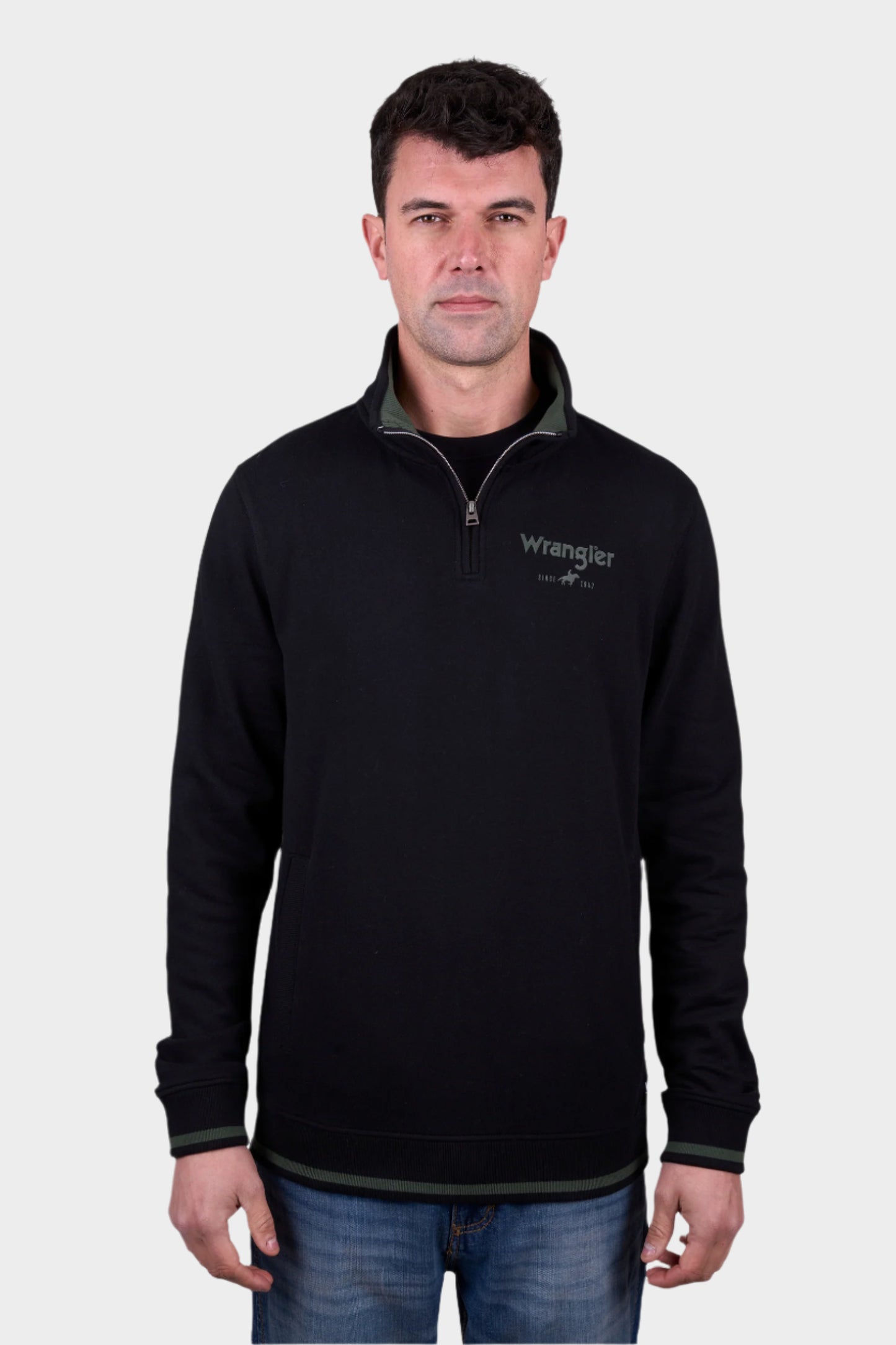 Wrangler MENS ALEX 1/4 ZIP PULLOVER - BLACK