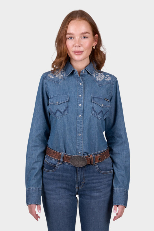 Wrangler Womens CHRISSY LS SHIRT - DENIM