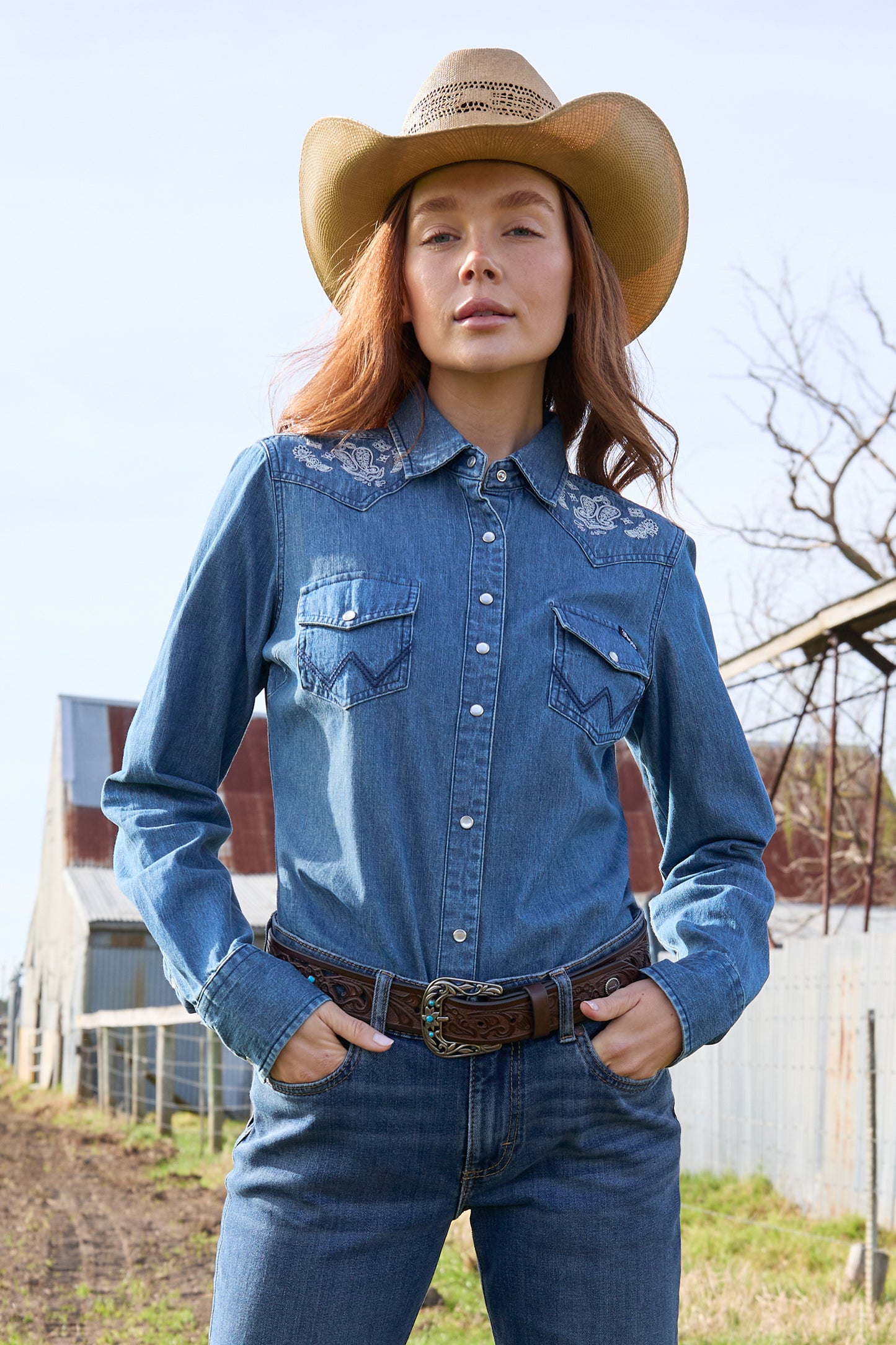 Wrangler Womens CHRISSY LS SHIRT - DENIM