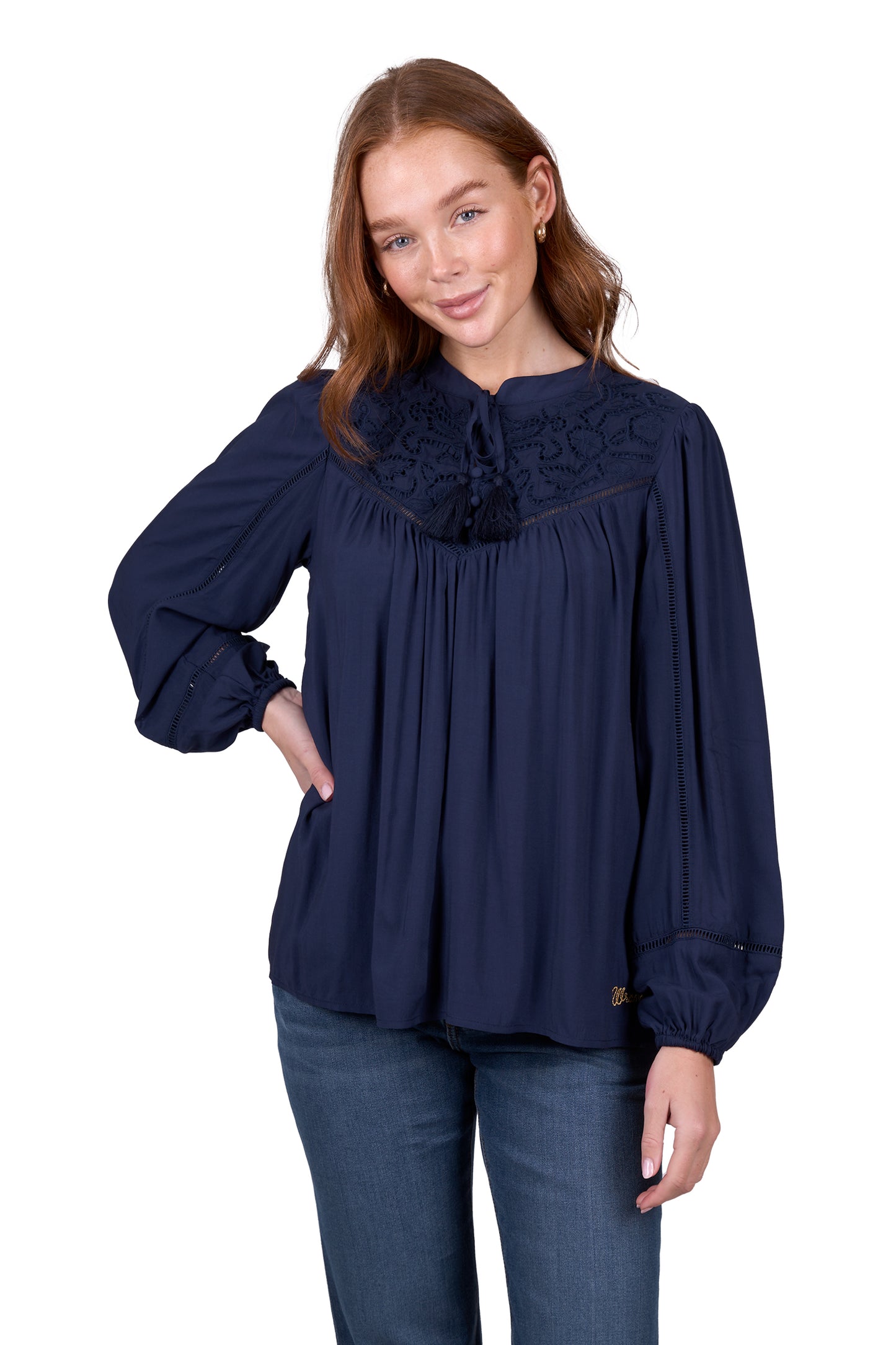 Wrangler Womens BRIDIE LS BLOUSE - NAVY