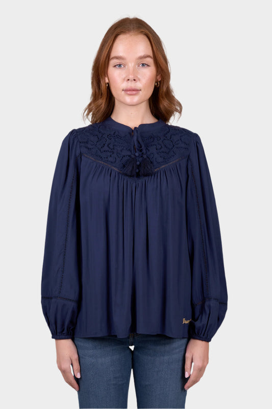 Wrangler Womens BRIDIE LS BLOUSE - NAVY
