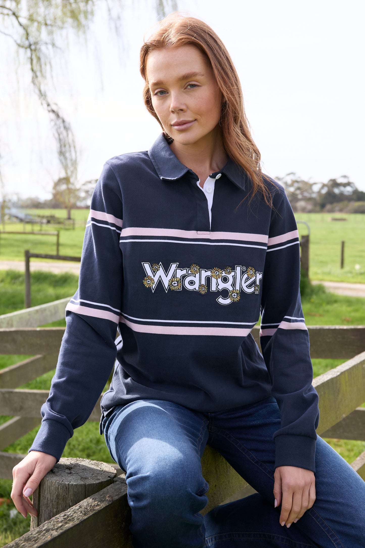 Wrangler Womens DAISY RUGBY - NAVY/PINK