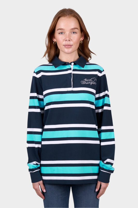 Wrangler Womens TRISTA RUGBY - NAVY/AQUA