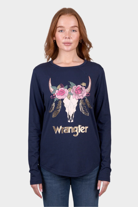 Wrangler Womens CLAUDIA LS TEE - Navy