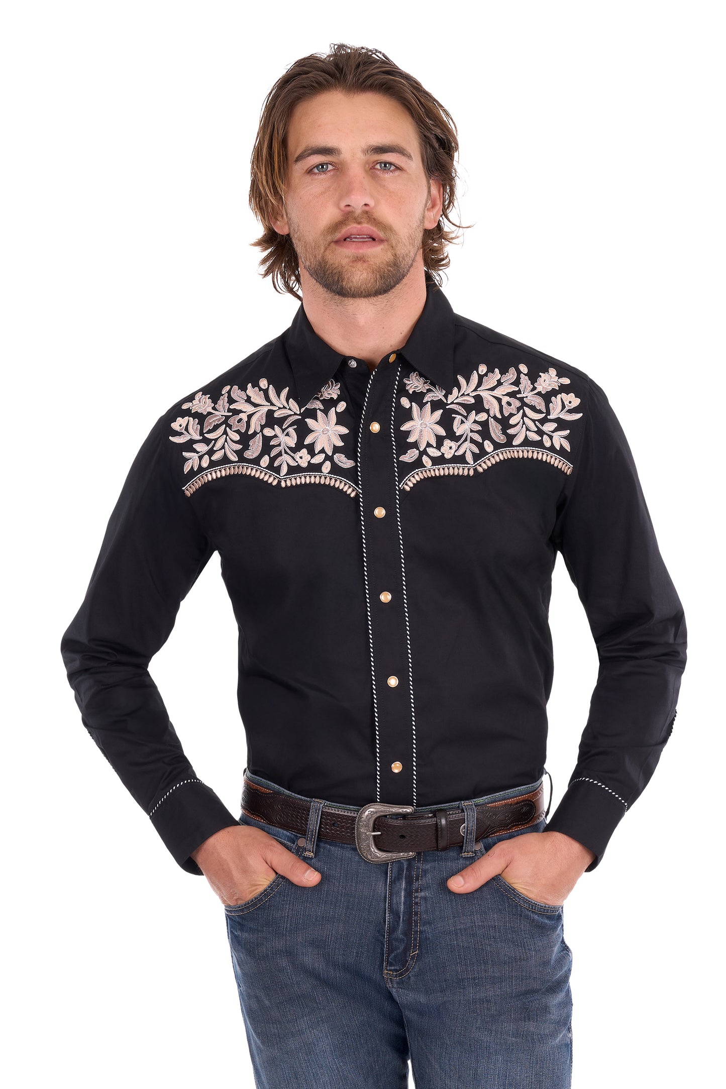 Wrangler Men's Anthony Embroidered Long Sleeve Shirt - Black