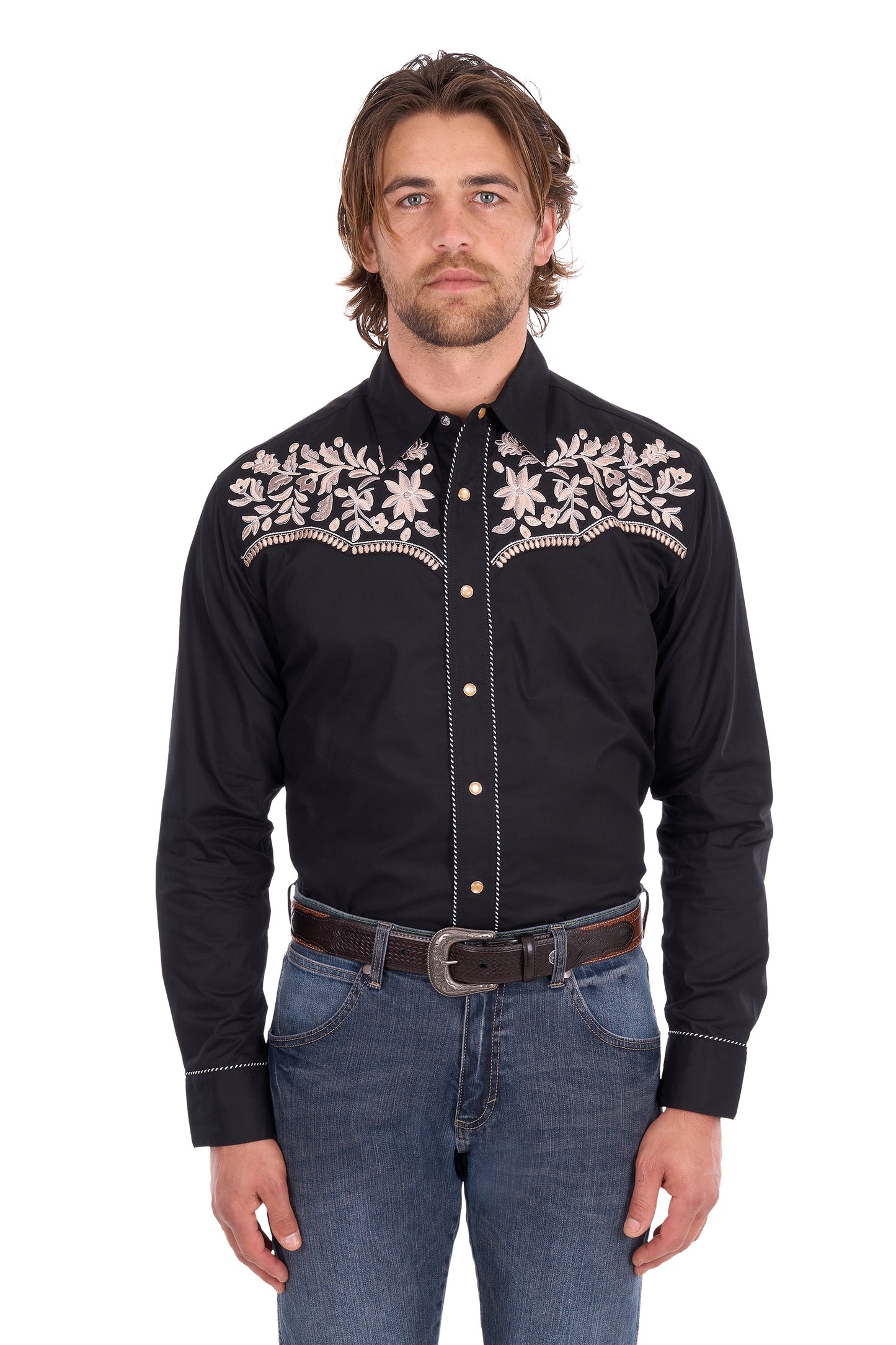 Wrangler Men's Anthony Embroidered Long Sleeve Shirt - Black