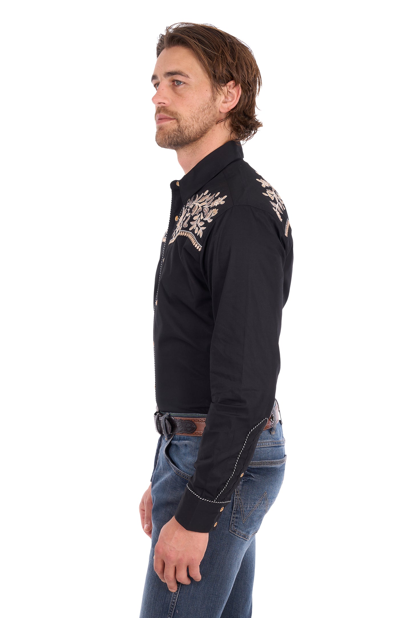 Wrangler Men's Anthony Embroidered Long Sleeve Shirt - Black