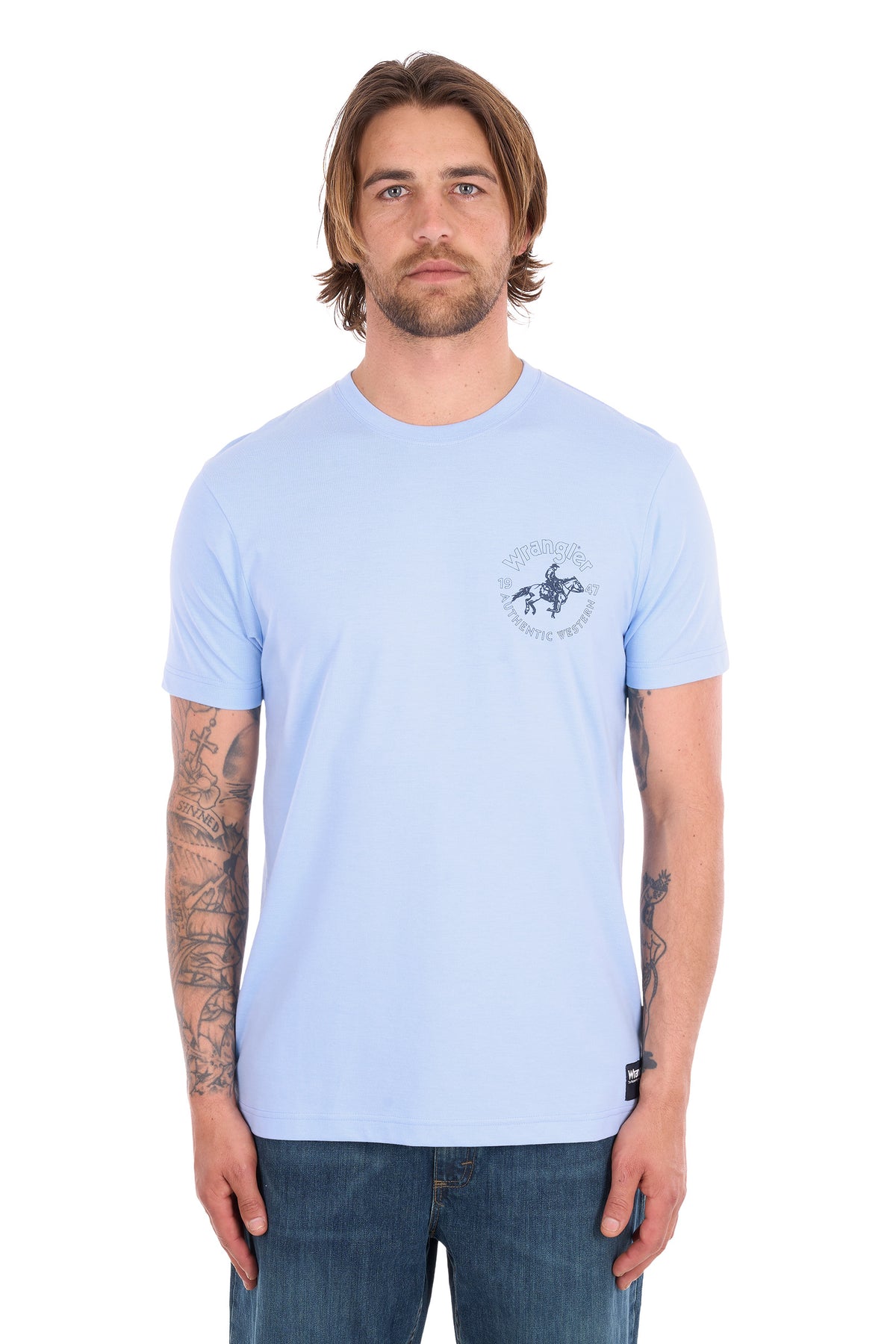Wrangler Men's Steve Short Sleeve Tee - Light Blue