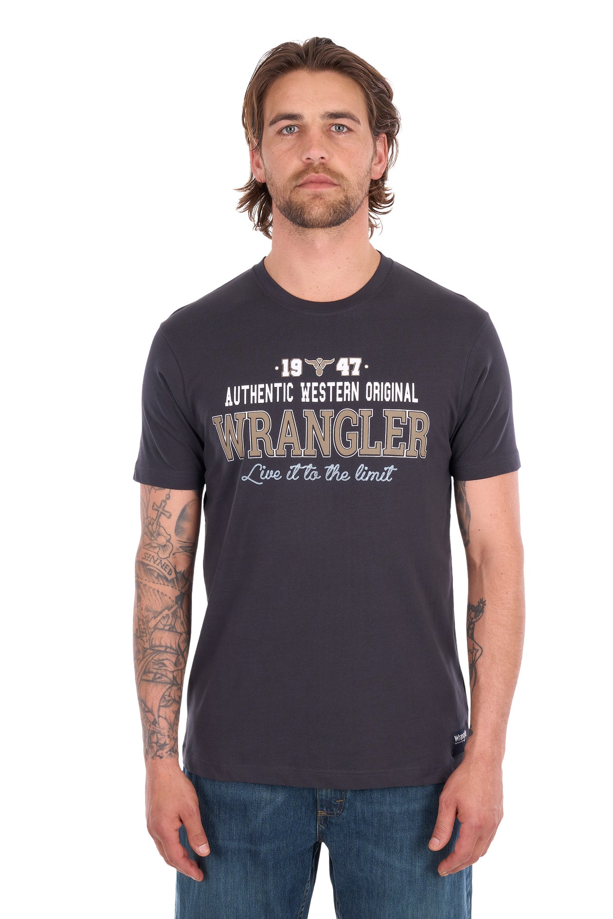 Wrangler Men’s Tim Short Sleeve T-Shirt – Charcoal
