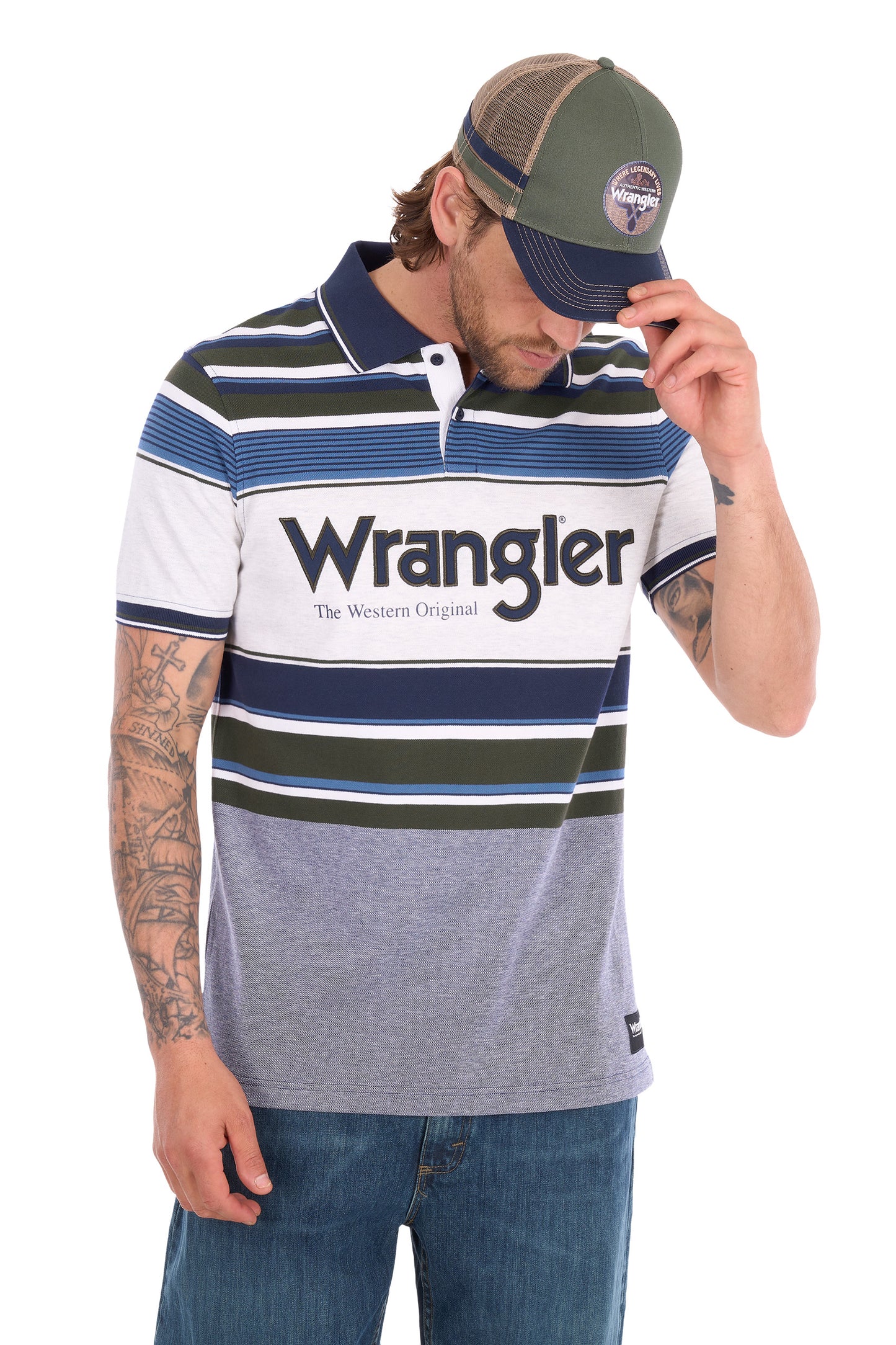 Wrangler Men's Henry Short Sleeve Polo - Navy/Cypress