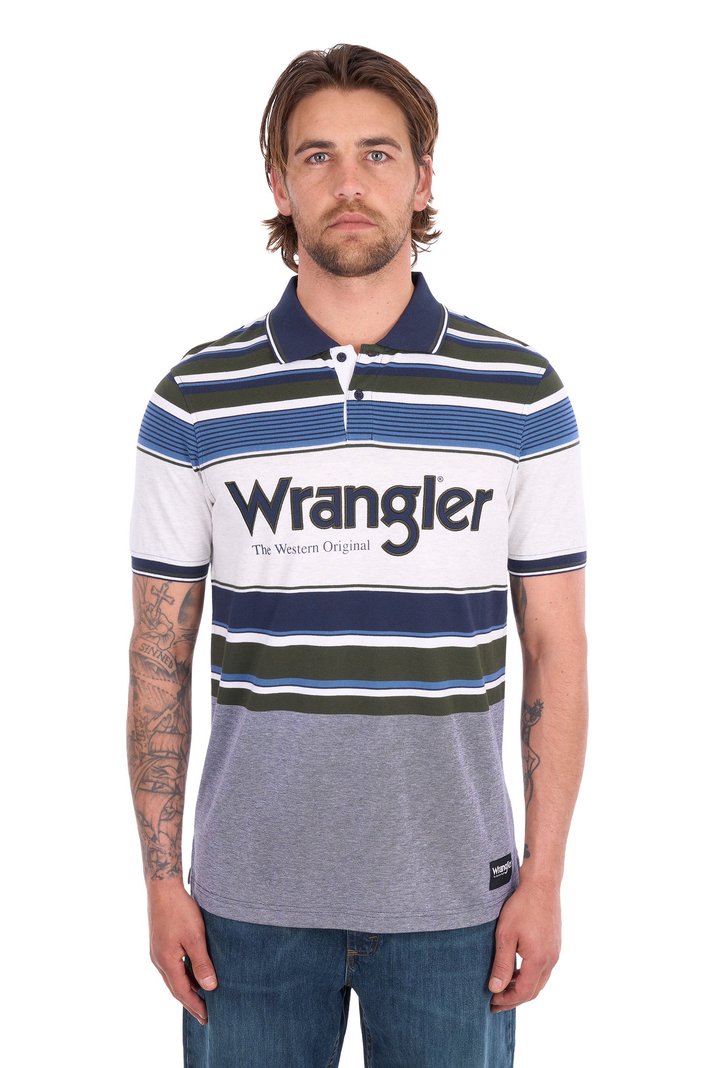 Wrangler Men's Henry Short Sleeve Polo - Navy/Cypress