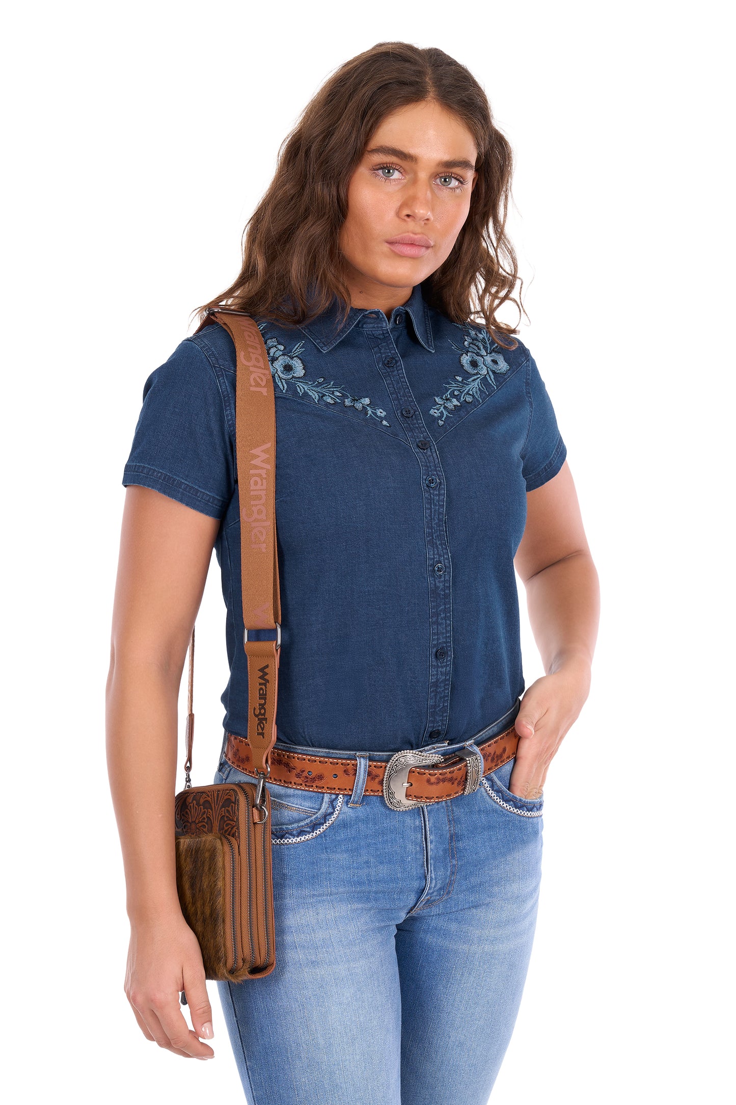 Wrangler Women's Charlie Short Sleeve Shirt - Dark Denim