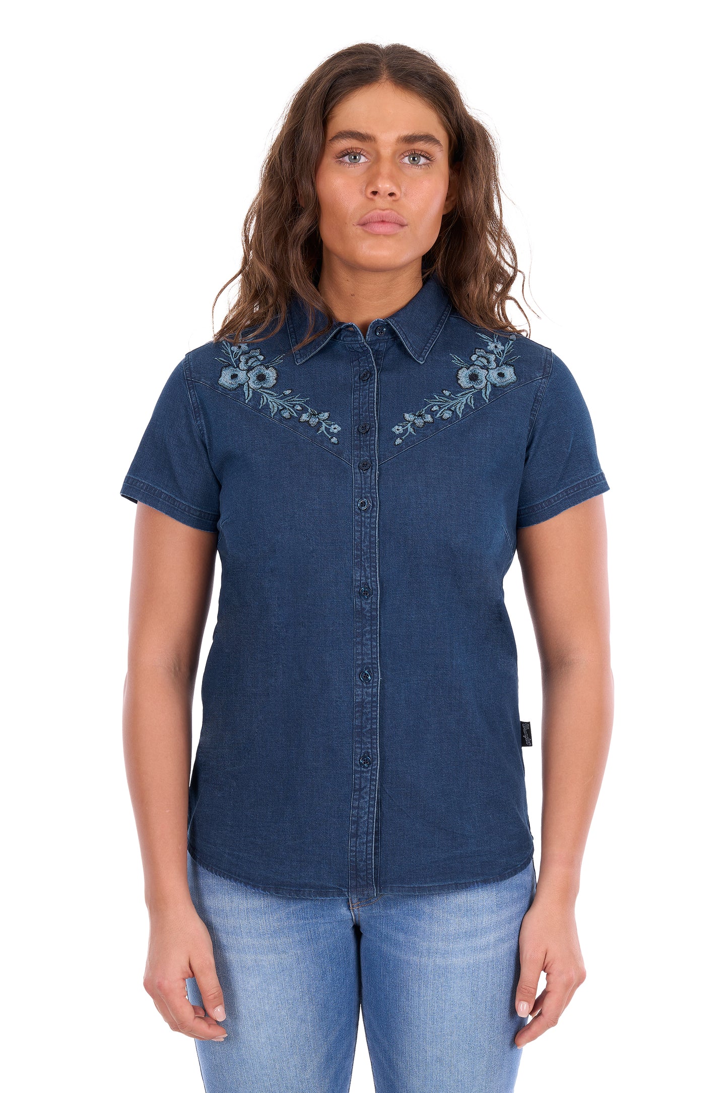 Wrangler Women's Charlie Short Sleeve Shirt - Dark Denim