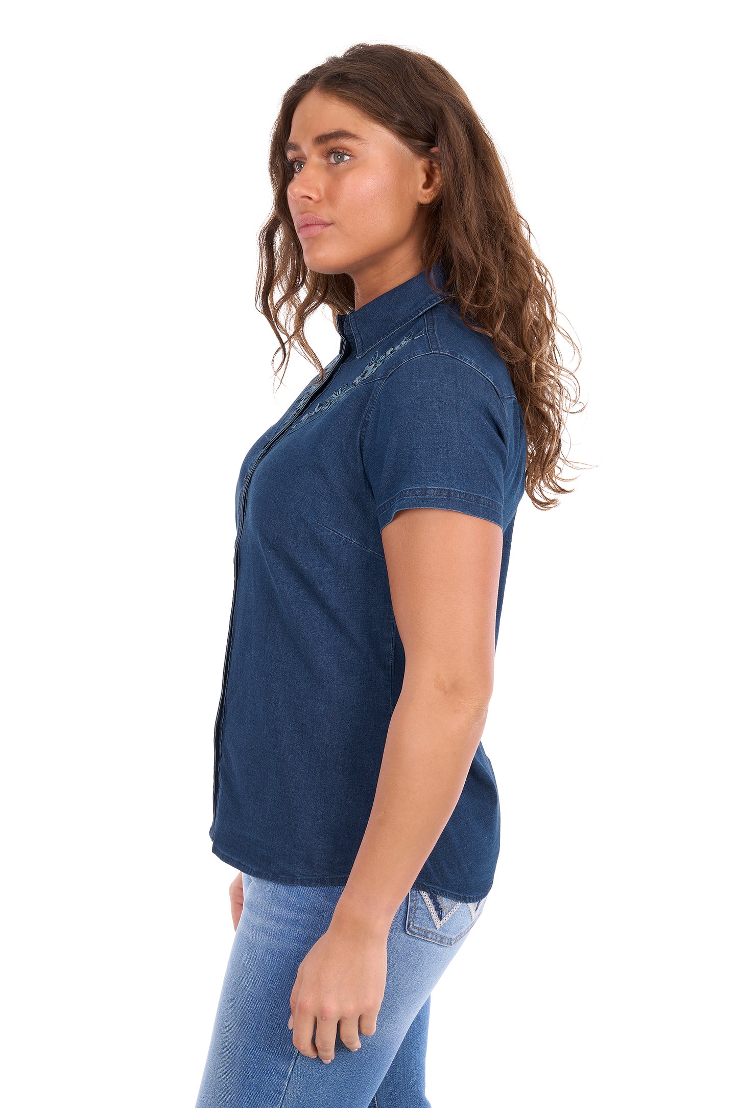Wrangler Women's Charlie Short Sleeve Shirt - Dark Denim