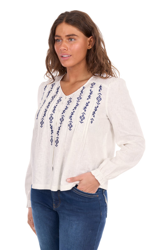 Wrangler Women's Ava Long Sleeve Blouse – White