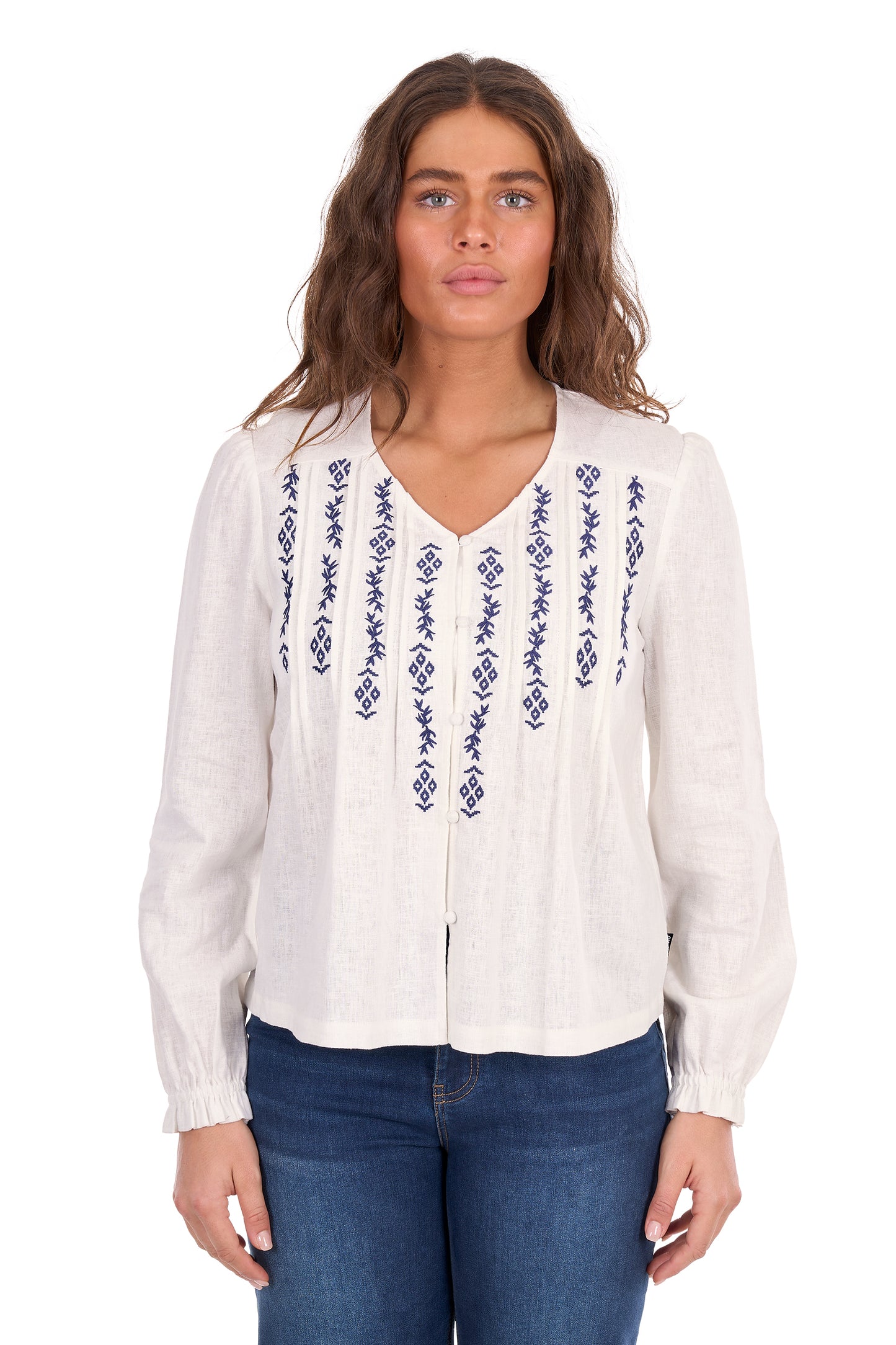 Wrangler Women's Ava Long Sleeve Blouse – White