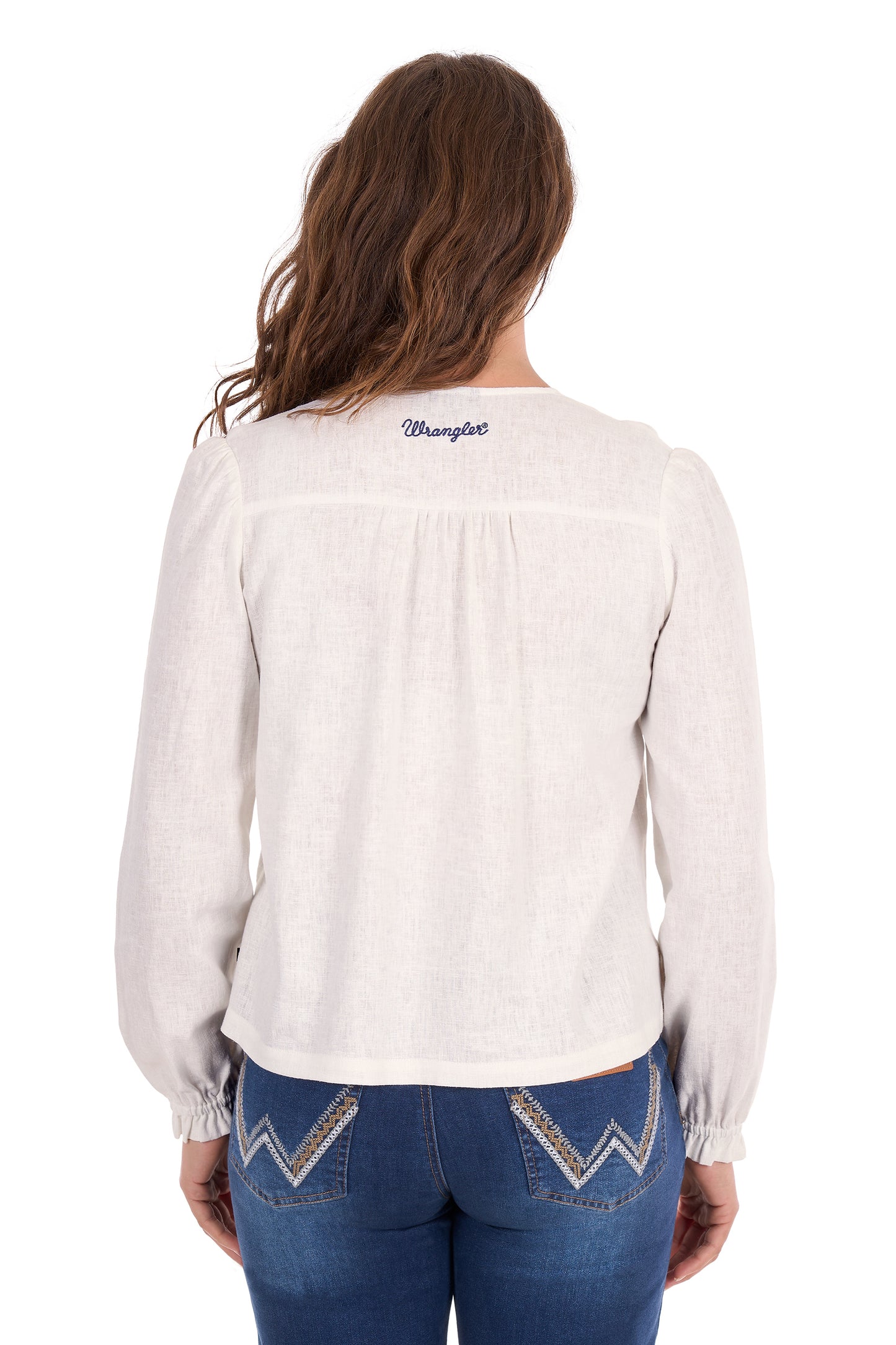 Wrangler Women's Ava Long Sleeve Blouse – White