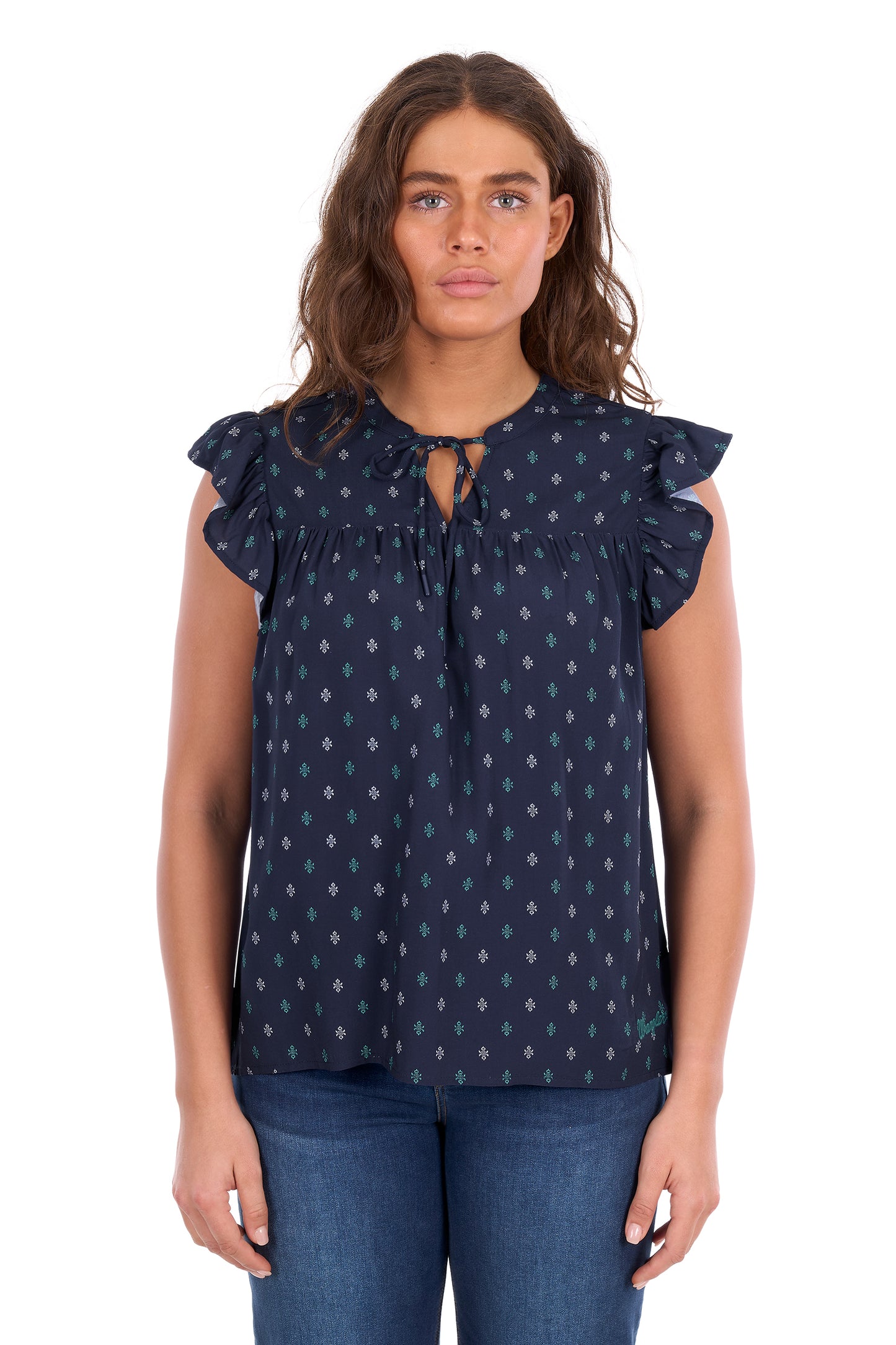 Wrangler Women's Sofia Short Sleeve Blouse – Navy