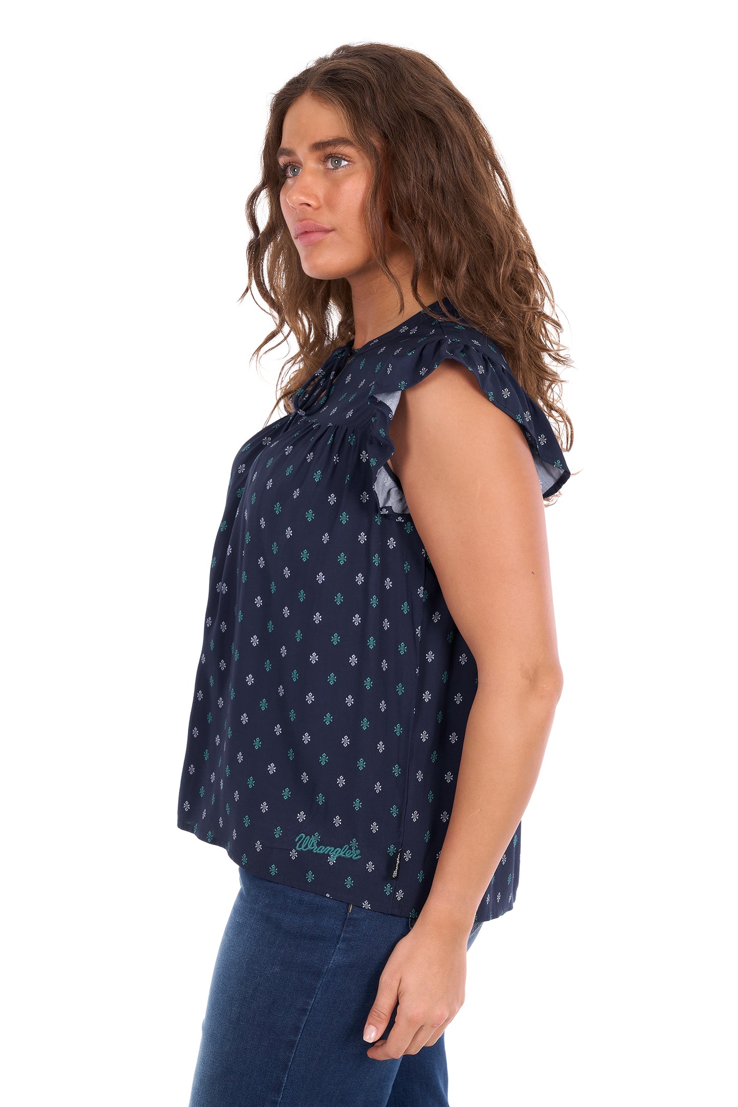 Wrangler Women's Sofia Short Sleeve Blouse – Navy